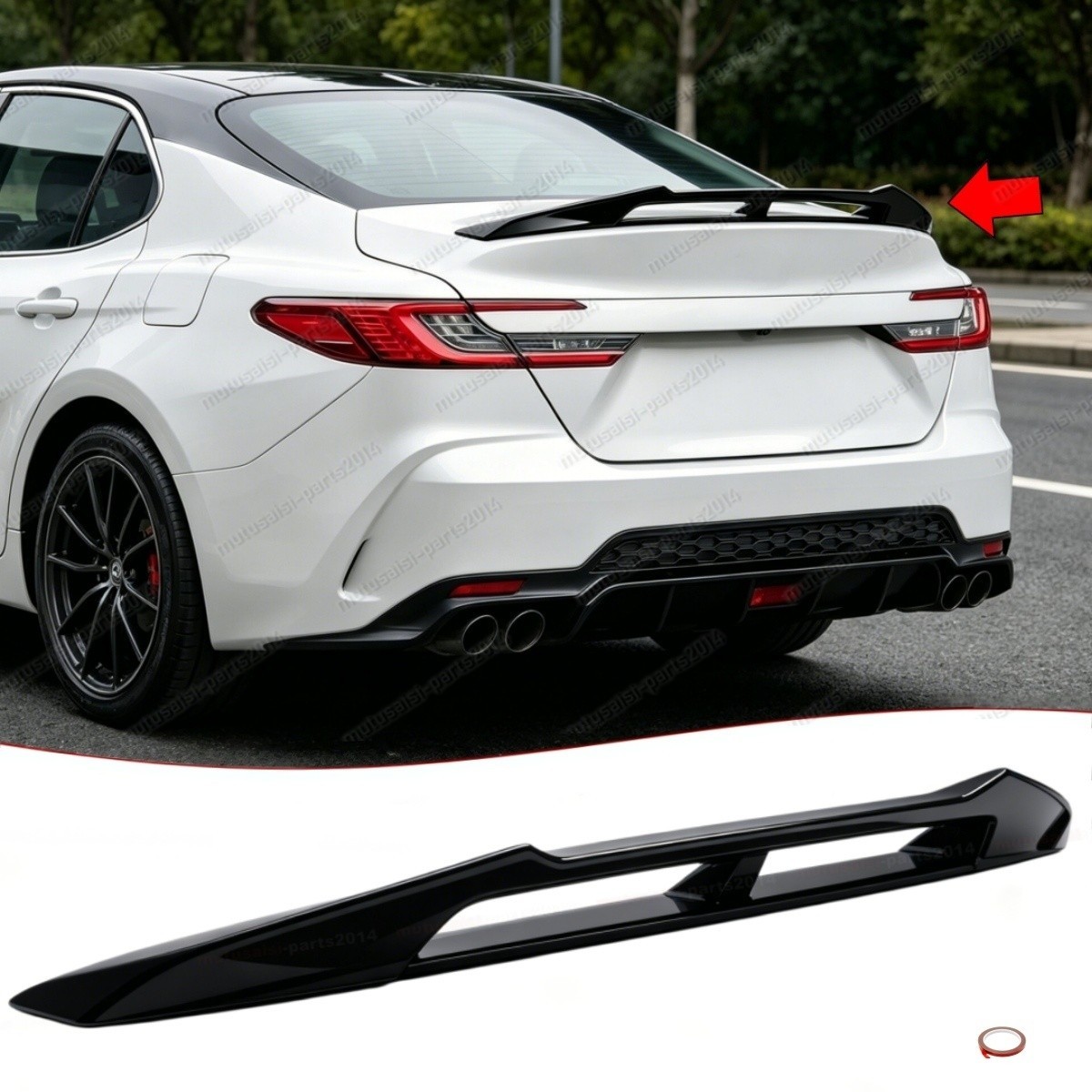 Gloss Black Trunk Spoiler Sporty 2-Layer For 2025 2026 Toyota Camry (All Model)