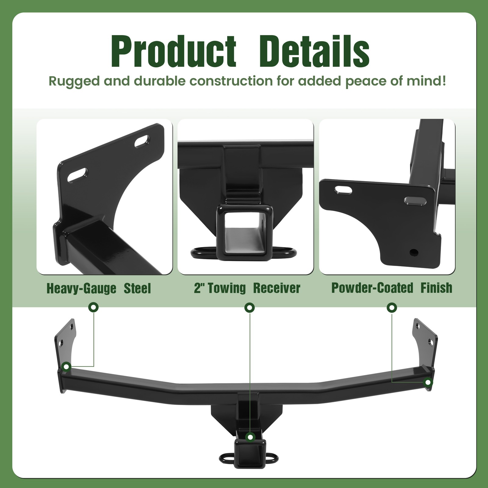 4000 LBS 2″ Receiver Class 3 Trailer Hitch Steel For Jeep Patriot Compass 11-17