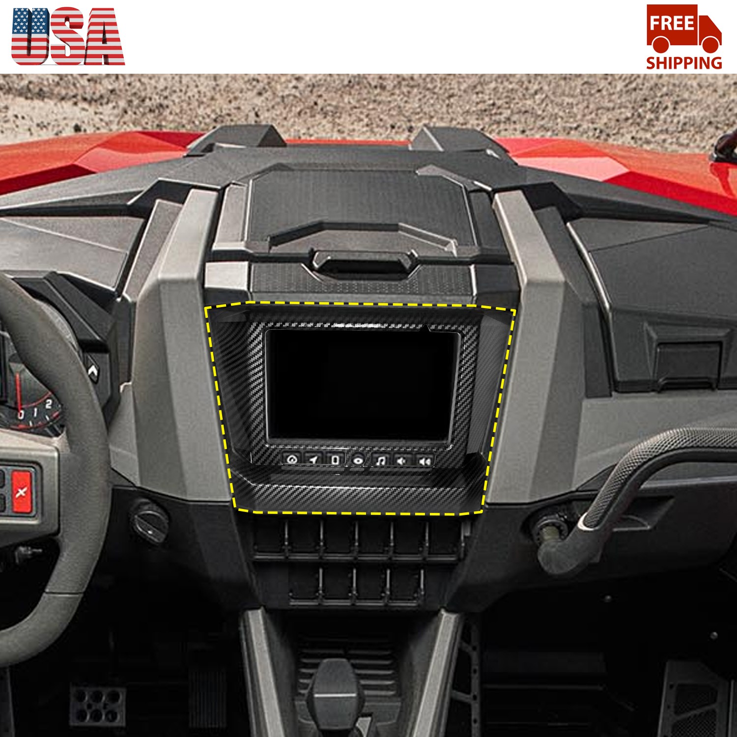 1X Carbon Central Control Navigation Panel Frame Cover For Polaris RZR PRO 2020+