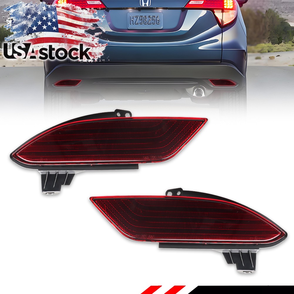 Red Rear Bumper Reflector Set For 2016-2022 Honda HR-V 33505T7SA01 33555T7SA01