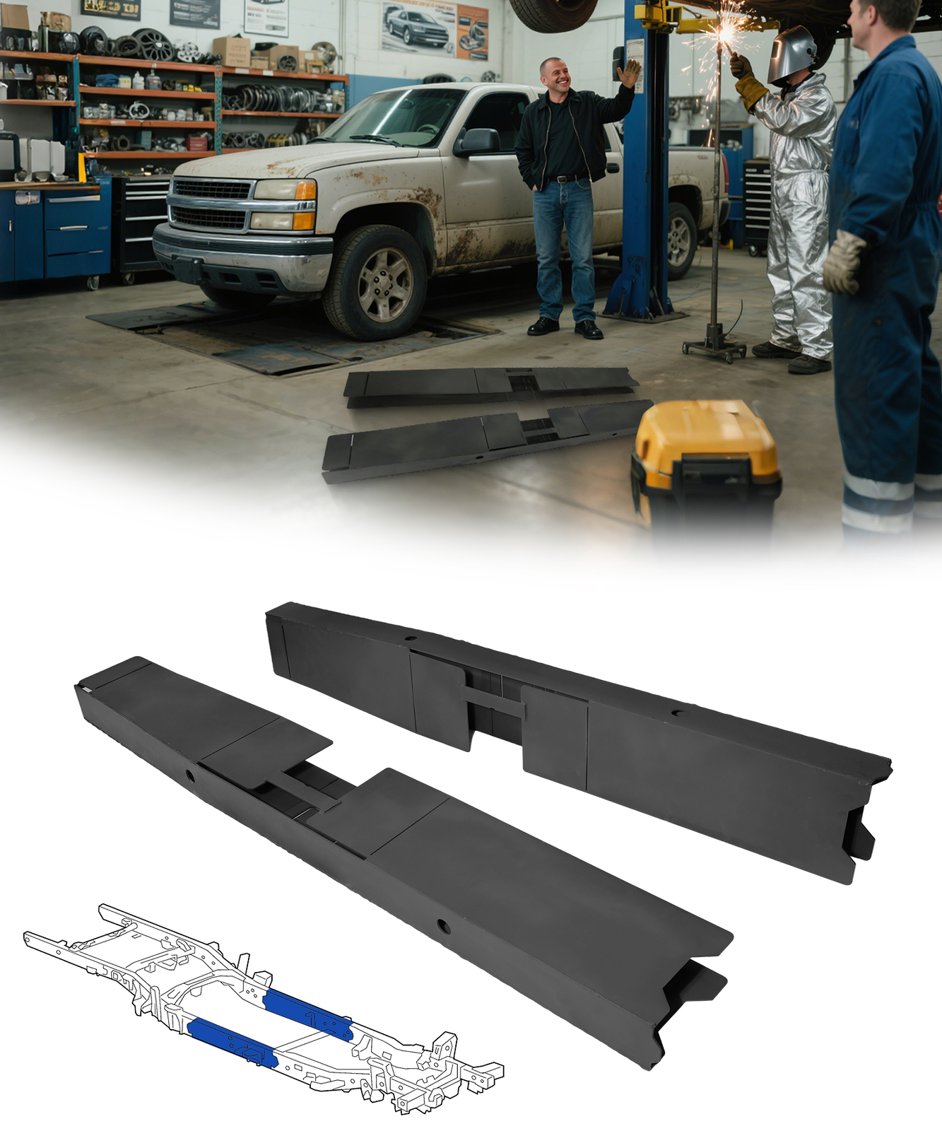 Center Frame Section Rust-Proof Frame Kit For 2007-2014 Chevy/GMC 1500 Zinc-Coat