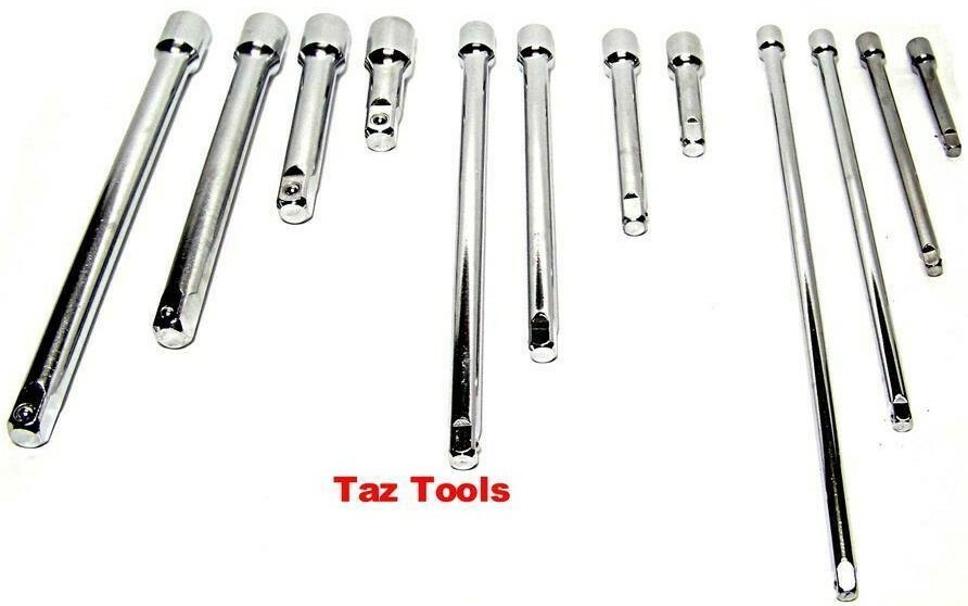 12 pc Extension Bar Socket Set 1/4″ 3/8″ 1/2″ Drive 3″, 4″ 5″, 6″,8″,9″,10″ Long
