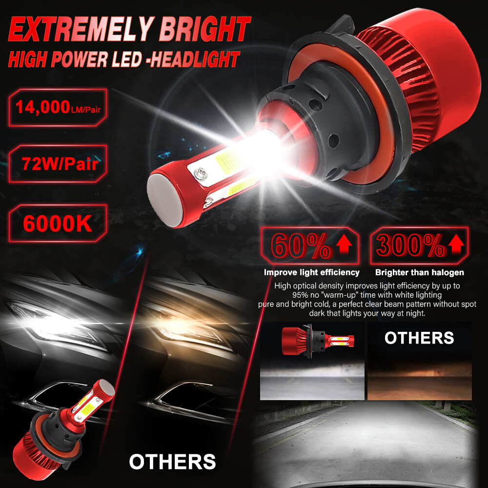 2X H13 9008 Super Bright LED Headlight Bulbs Kit 660000LM 6000K White Hi-Lo Beam