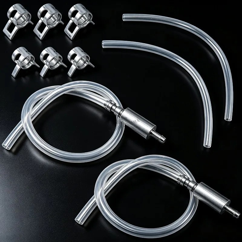 2 SET Universal One Way Brake Bleeder Kit Check Valve with Clear Hose & Clamps