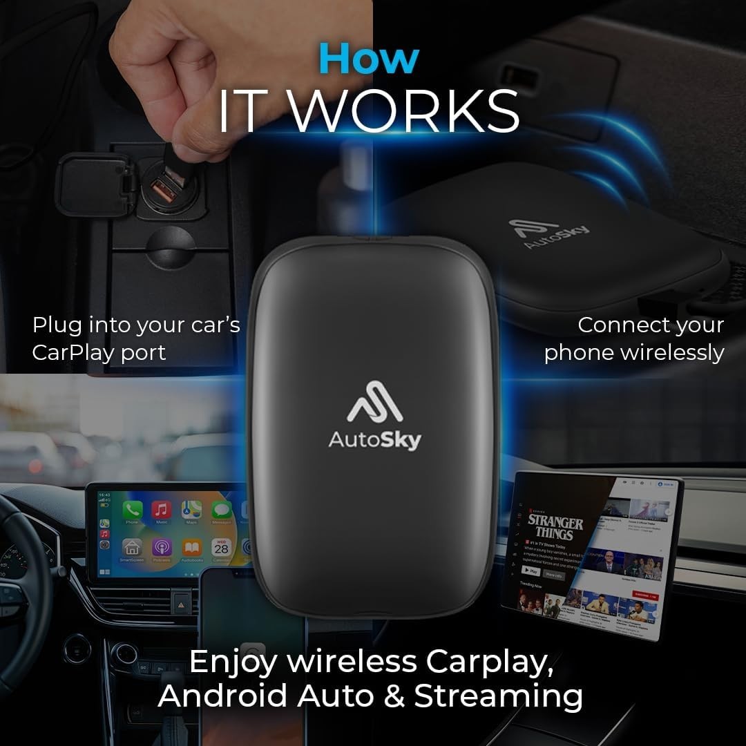 Plug-and-Play Wireless CarPlay & Android Auto Adapter – Fast, Stable Performance