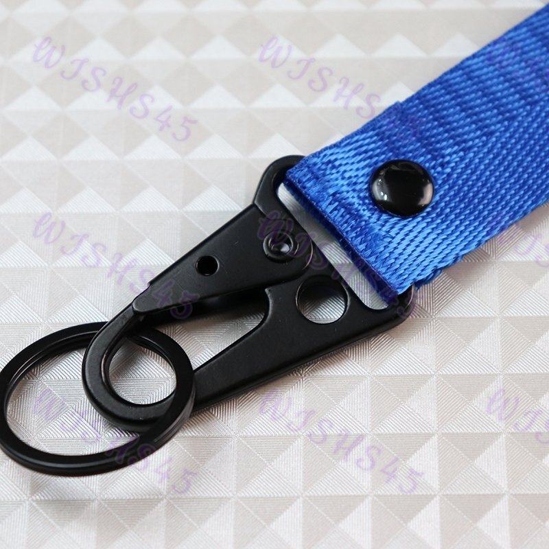 Metal Keychain Backpack key Ring Hook Strap For GMC Racing Blue Lanyard Nylon