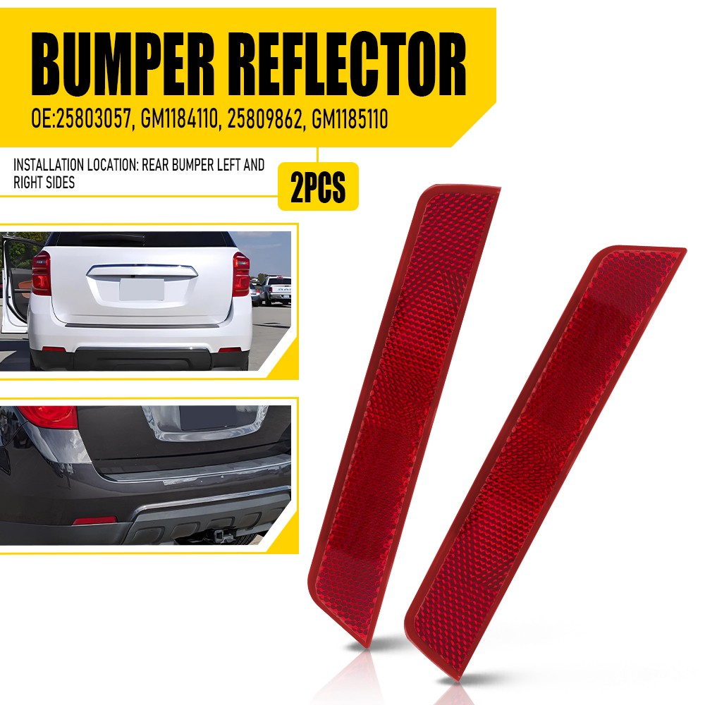 1/2x Bumper Reflector For 2010-2017 Chevrolet Equinox Rear Passenger Driver Side
