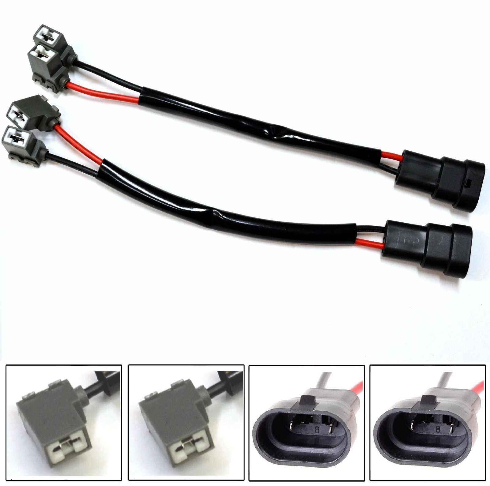 Conversion Wire 9006 HB4 to H1 Two Harness Head Light Low Beam Socket Adapter