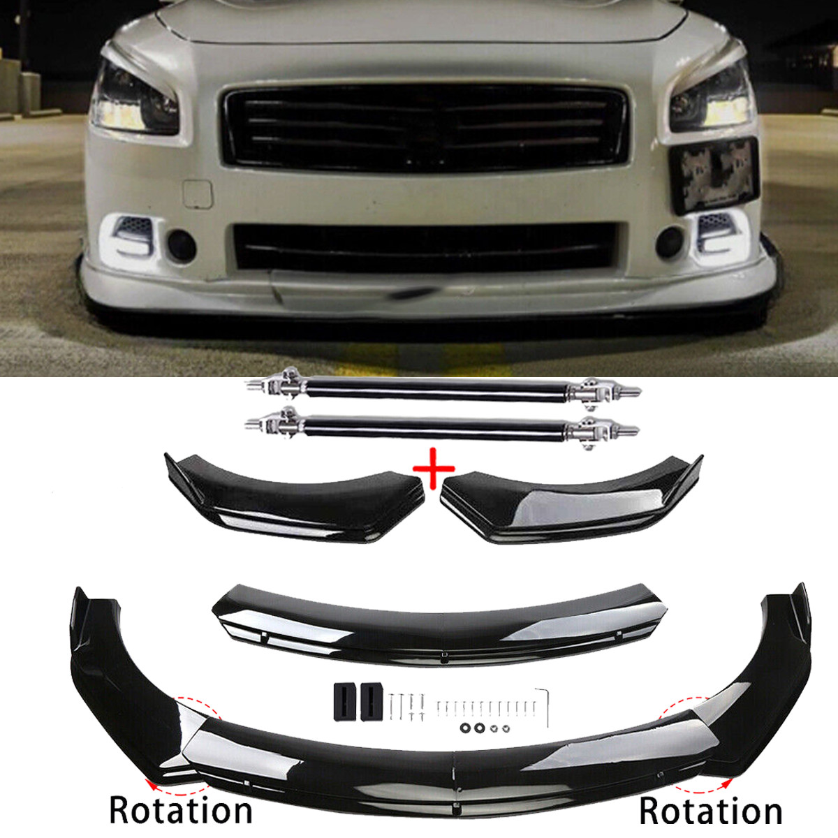 Front Bumper Lip Part Accessories Splitter Spoiler For 2009-15 Nissan Maxima ST