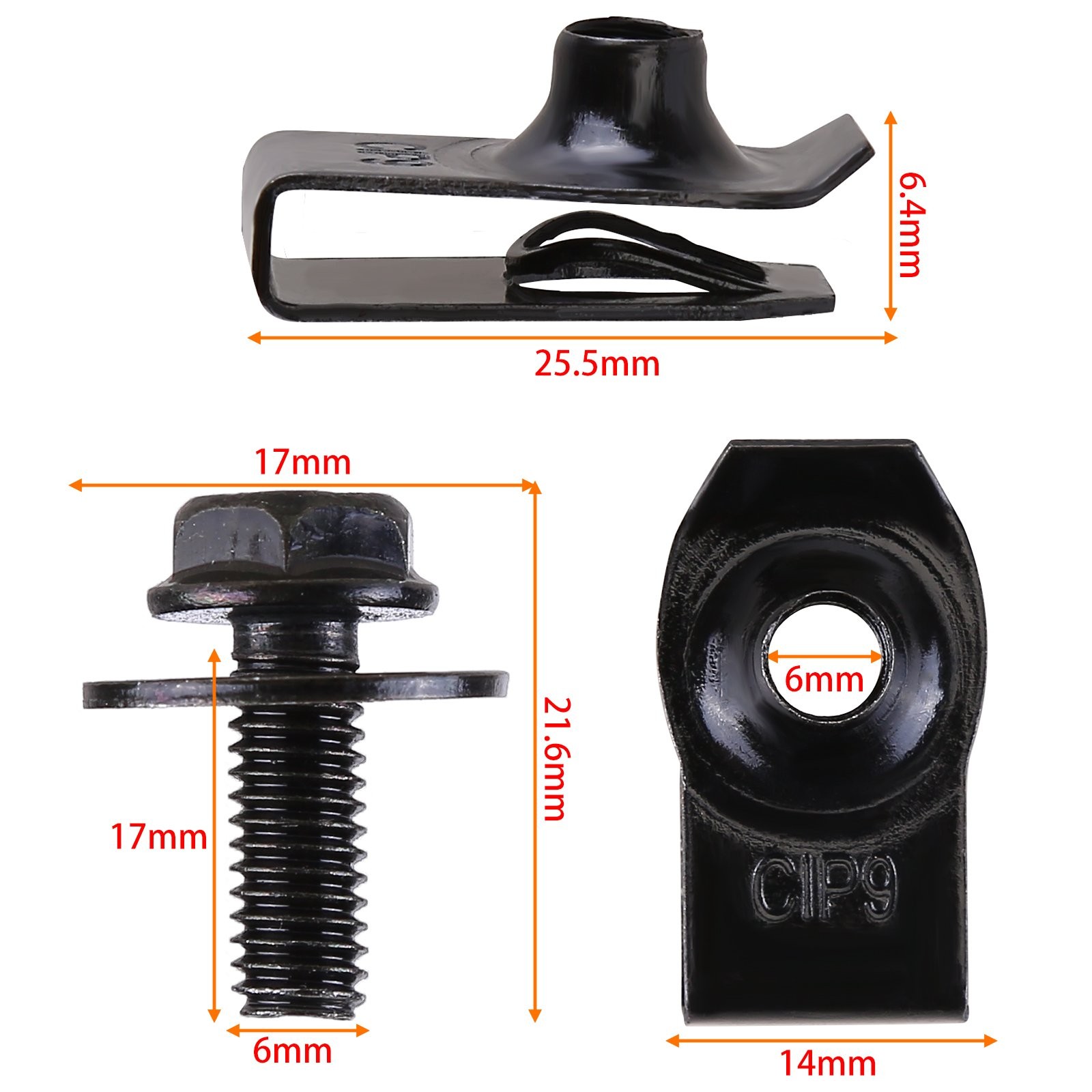 Body Bolts & U-nut Clips M6 Engine Under Cover Splash Shield Guard For Mercedes