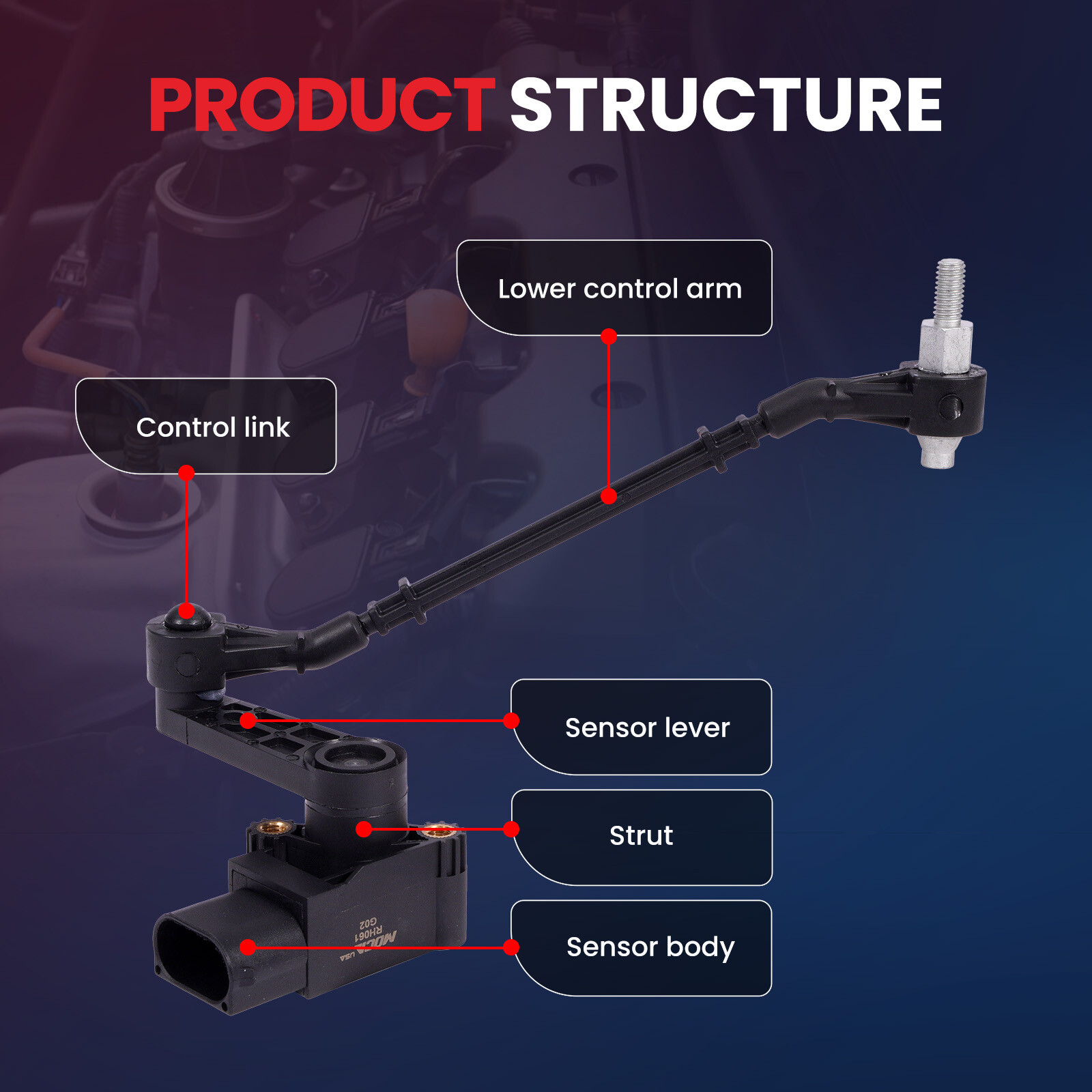 Fit 3 Pins Front Left Height Level Sensor for 03-09 Land Rover Range Rover V8