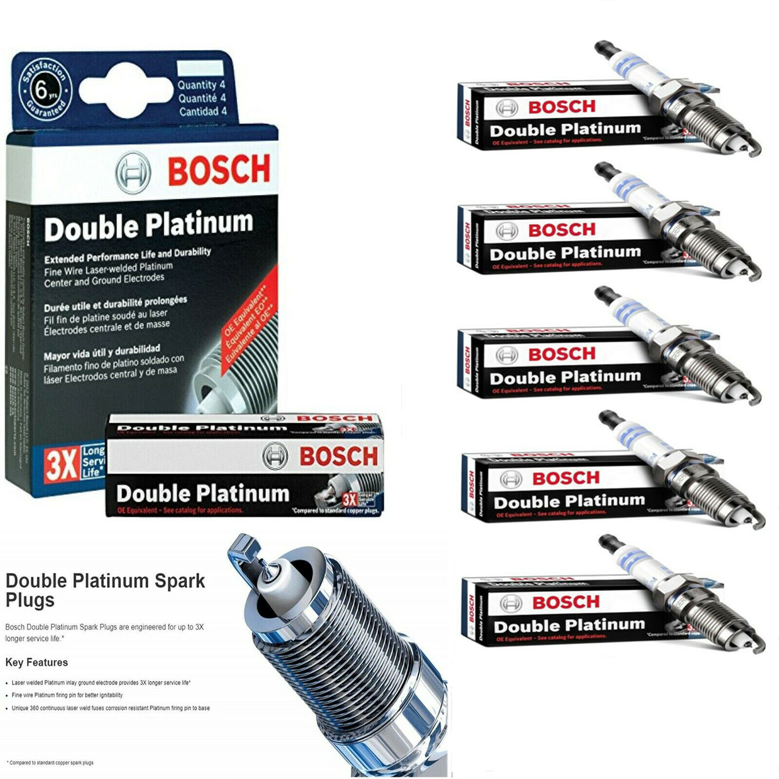 For 2008-2014 Volkswagen Jetta 2.5L OE Germany Double Platinum Spark Plug 5PCS