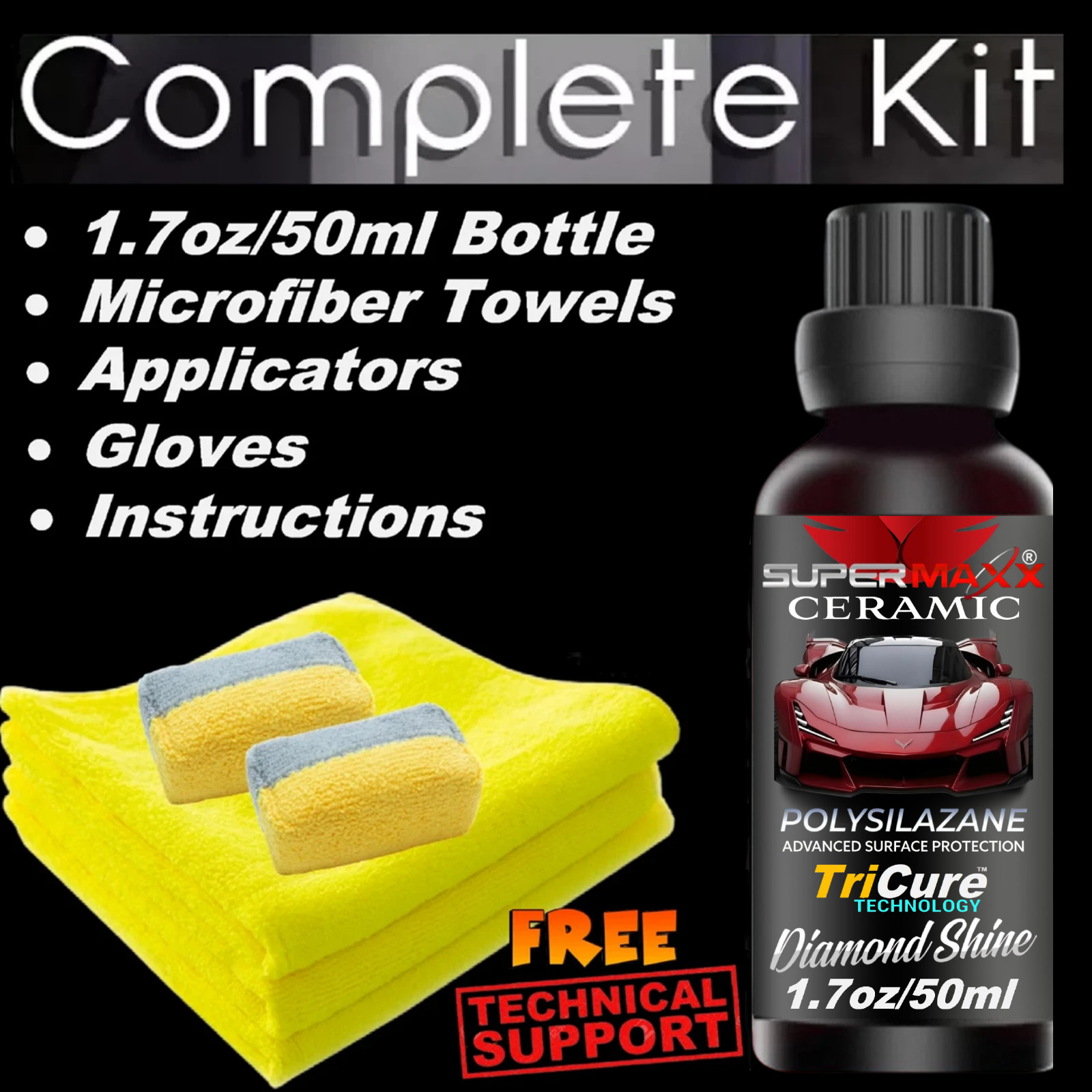 CERAMIC CAR COATING ADVANCED PAINT PROTECTION 5 YEAR DURABILITY 50ML/1.7 OZ