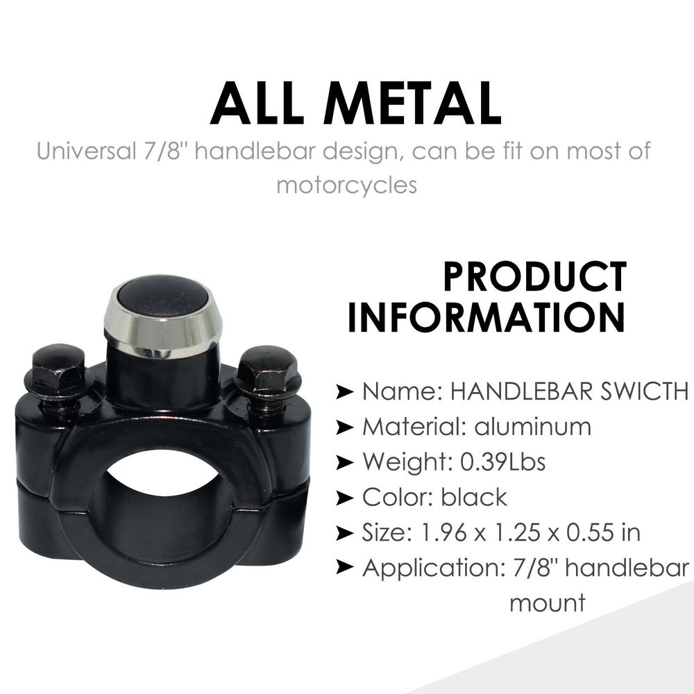 7/8″ Aluminum Motorcycle Horn Switch Momentary Button Electric Power Start 12V