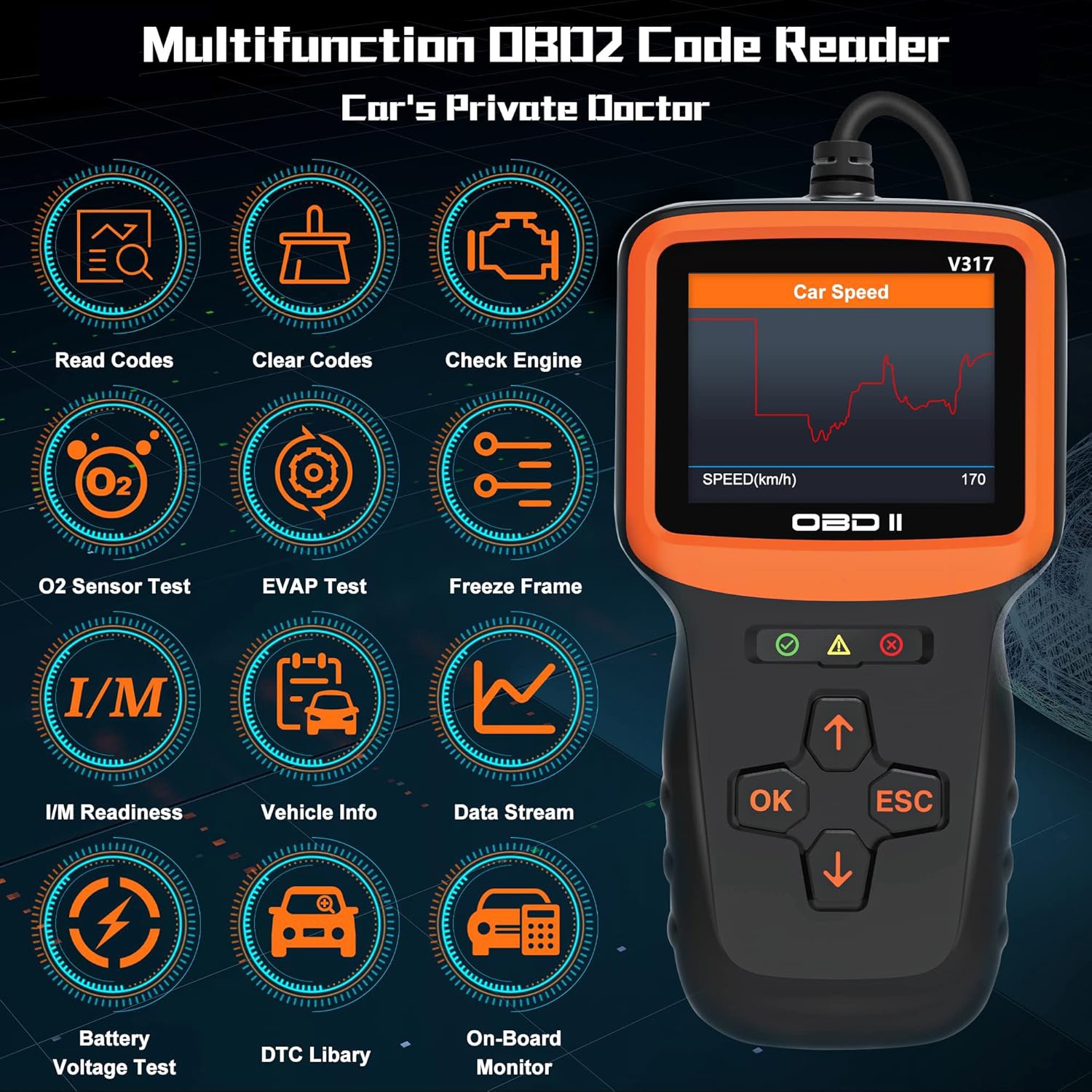 Full OBD2 Engine Diagnostic Scanner EVAP Tester Code Reader VIN Live Data Stream