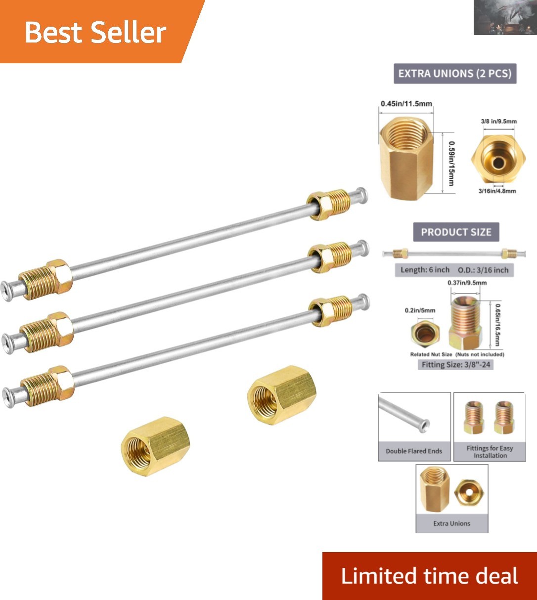Rust-Proof Brake Line Kit – 6″ Stainless Steel Tubing for Truck, SUV & Jeep