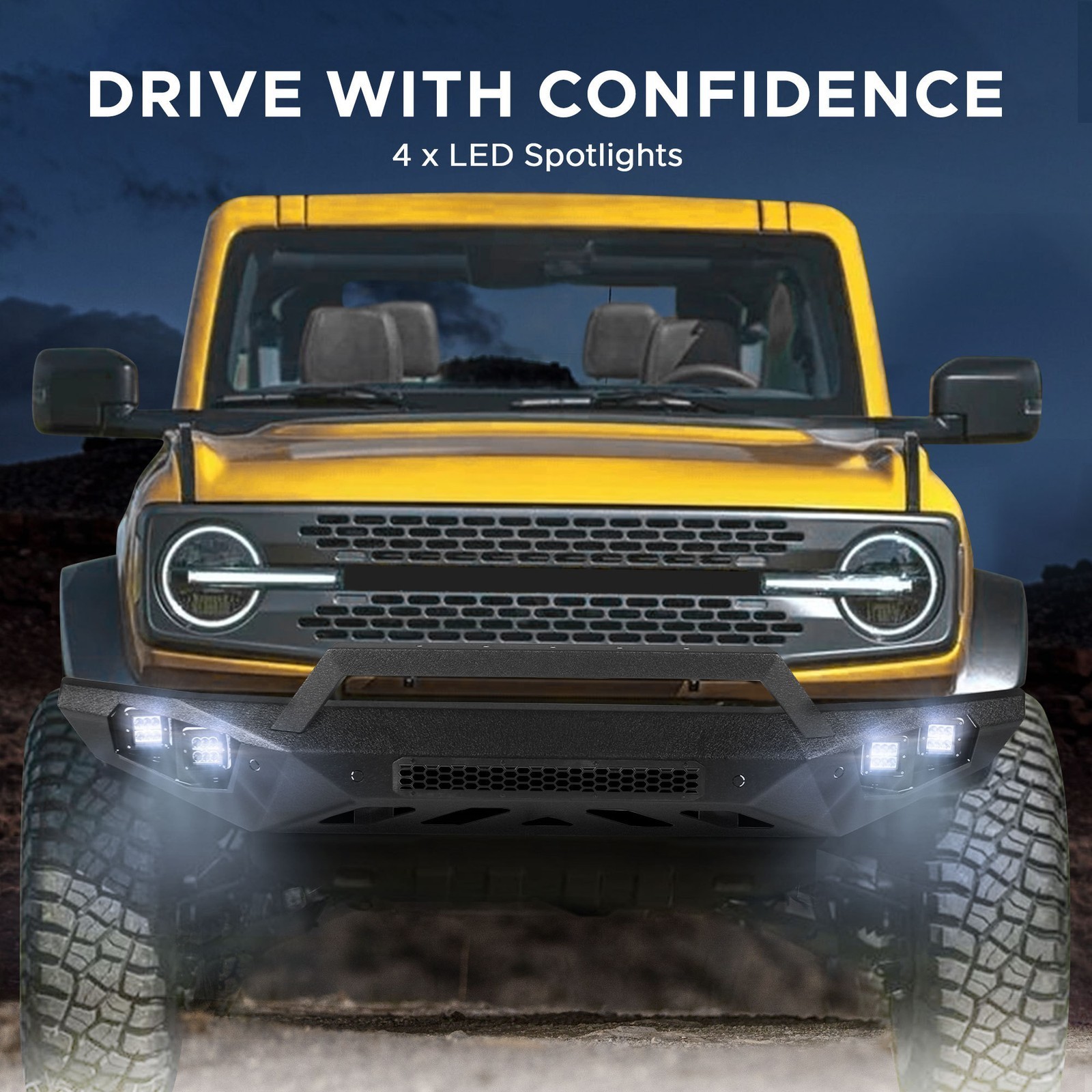 Off Road Front Bumper Fit for Ford Bronco 2021-2025 W/4 Lights W/Sensor Holes