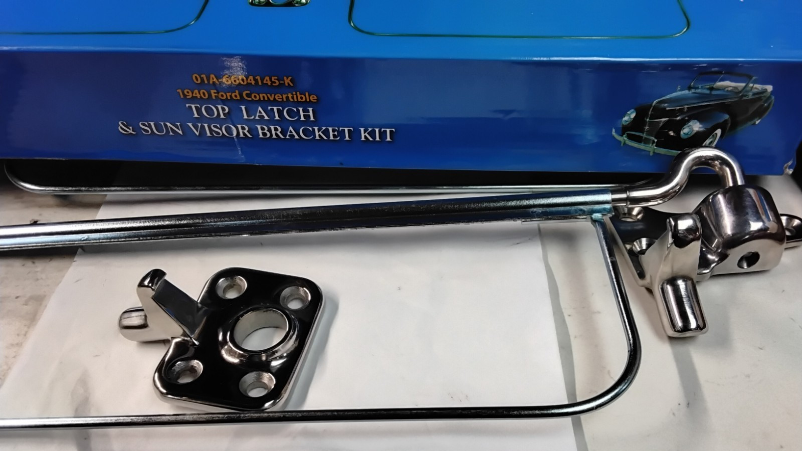 Sun Visor and Header Bracket Kit 1940 Ford Car Convertible 01A-6604145-K free s