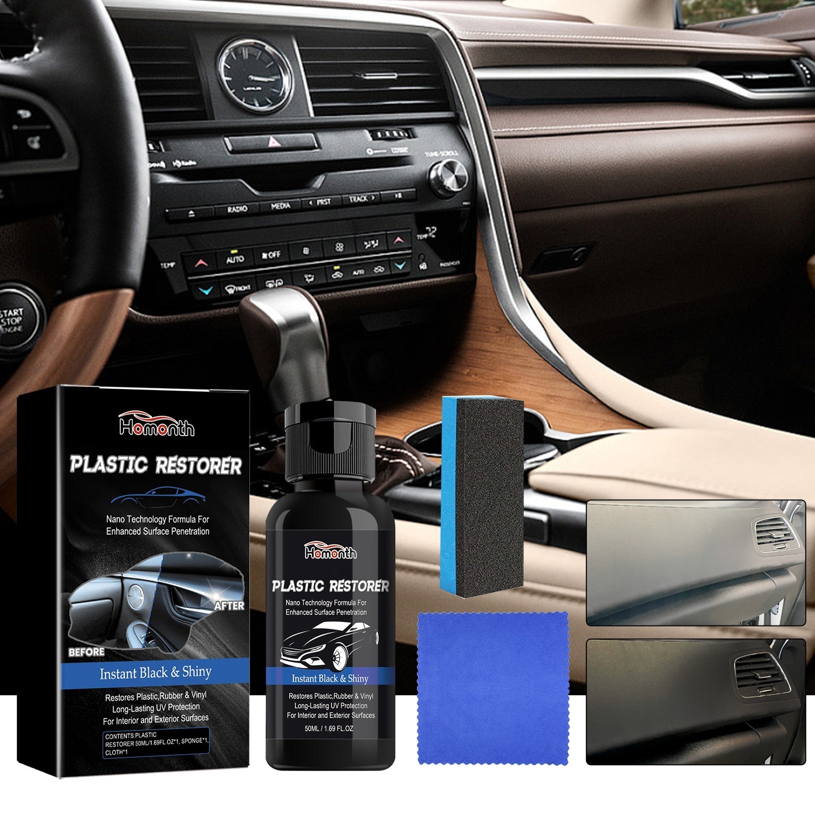 Plastic Restorer & Cleaner for Car Interior – Dashboard & Seats Decontamination