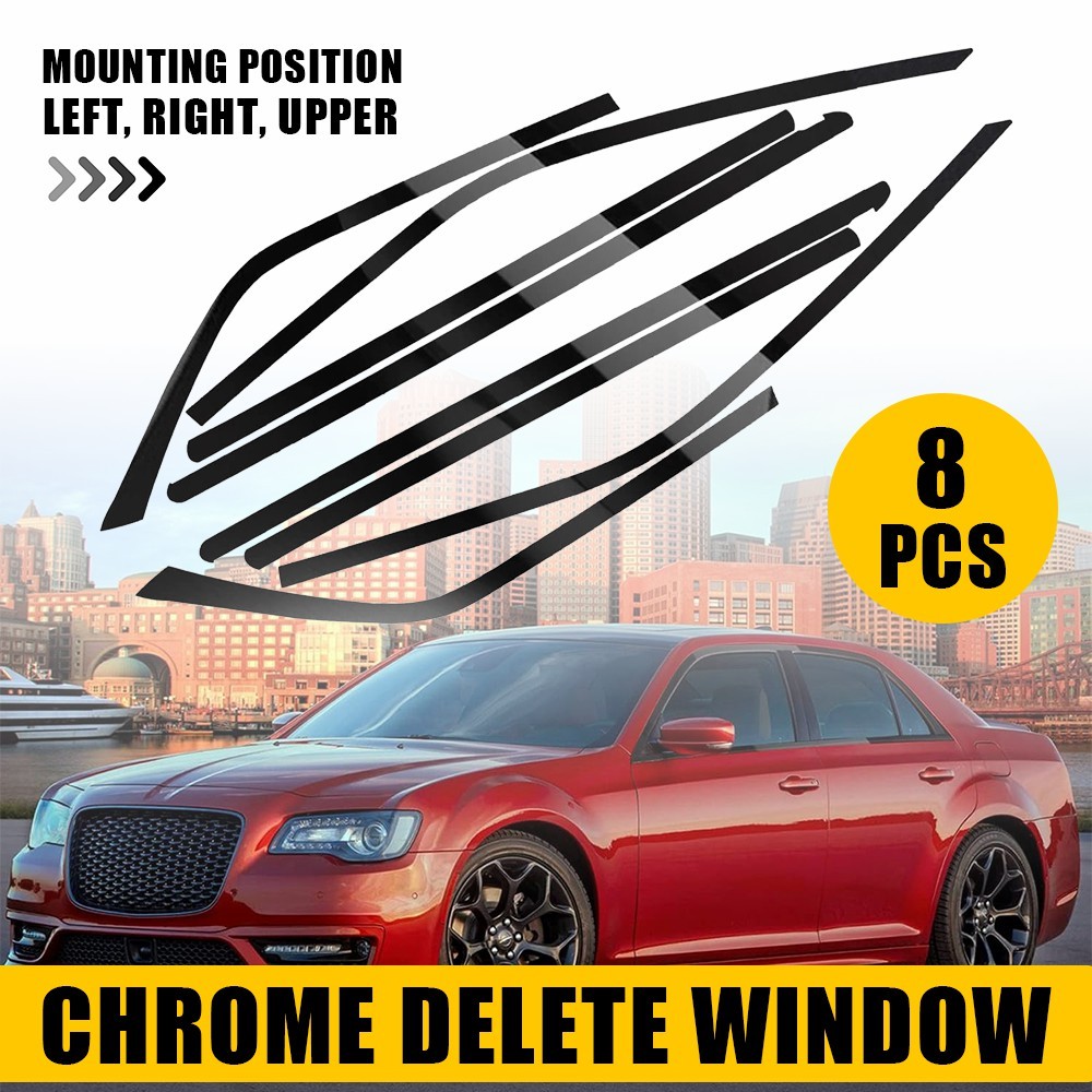 Gloss Black Chrome Delete Blackout Window Cover Decal For Chrysler 300 2011-2023