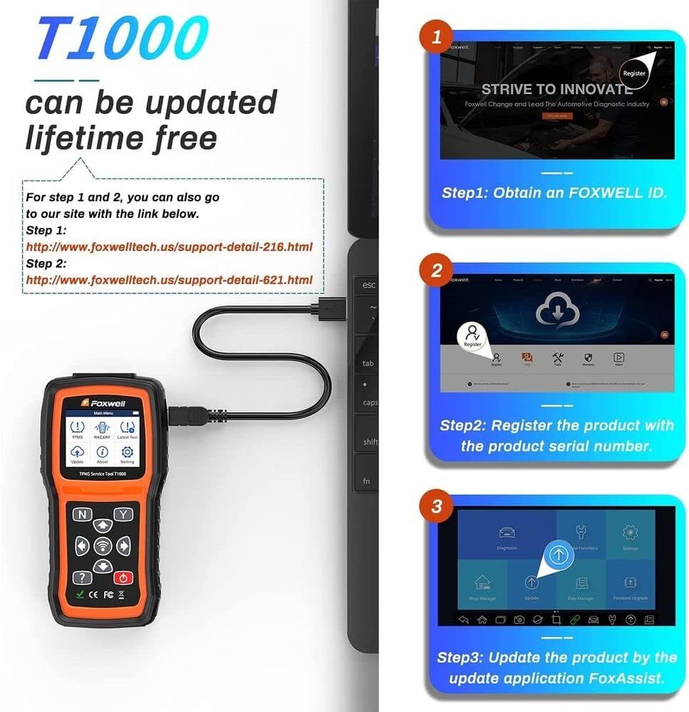 FOXWELL T1000 TPMS Programmer Tires Sensor Pressure Monitoring Diagnostic Tool