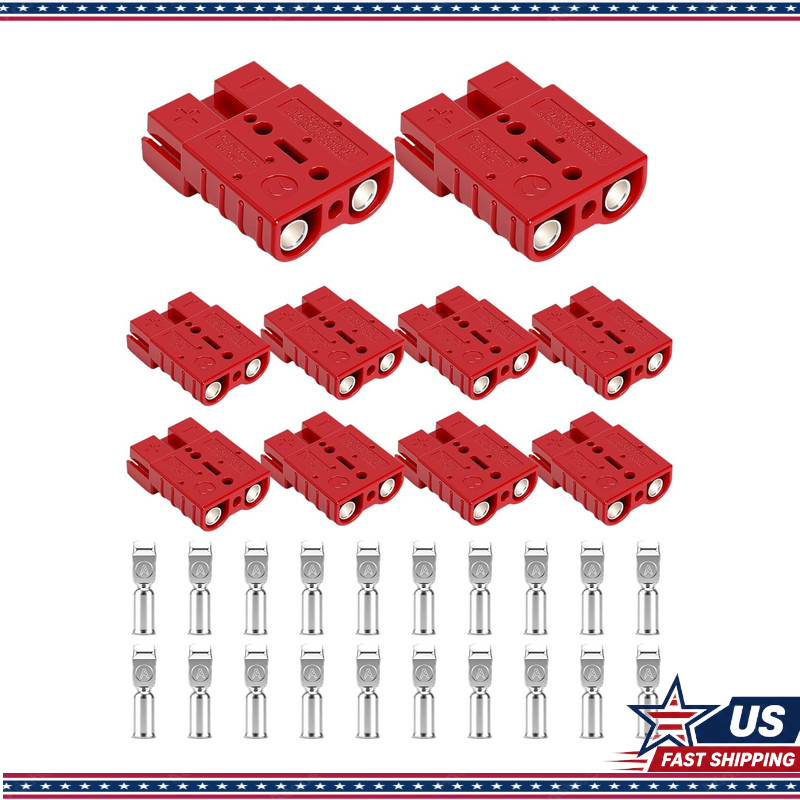 10 Pcs 50A-600V 6/8 AWG Jumper Cable Plug Connector Kit, Battery Quick Connect/D