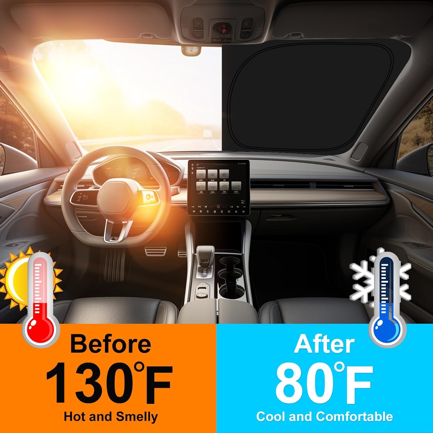 Custom Fit Windshield Sun Shade for Porsche Macan, Blocks UV Rays & Easy Fold (N