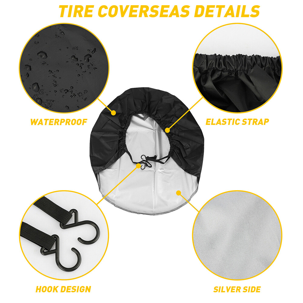 Waterproof Tire Covers Set 4 Wheel&Tyre RV Trailer Camper Sun Protector 27″-29″