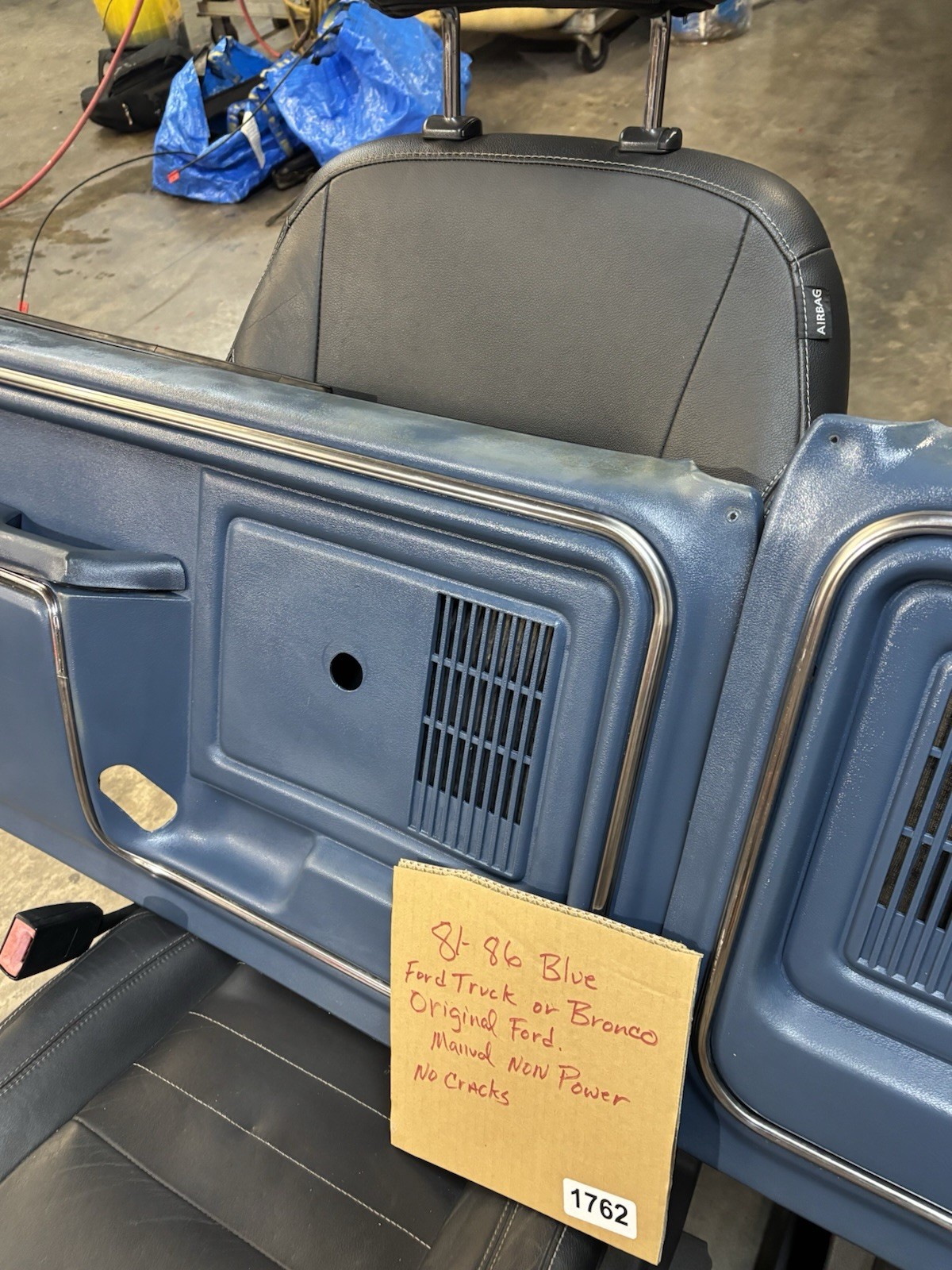 80-86 Ford F150 F250 F350 And Bronco Blue Door Cards Panels Manual LH RH #1762