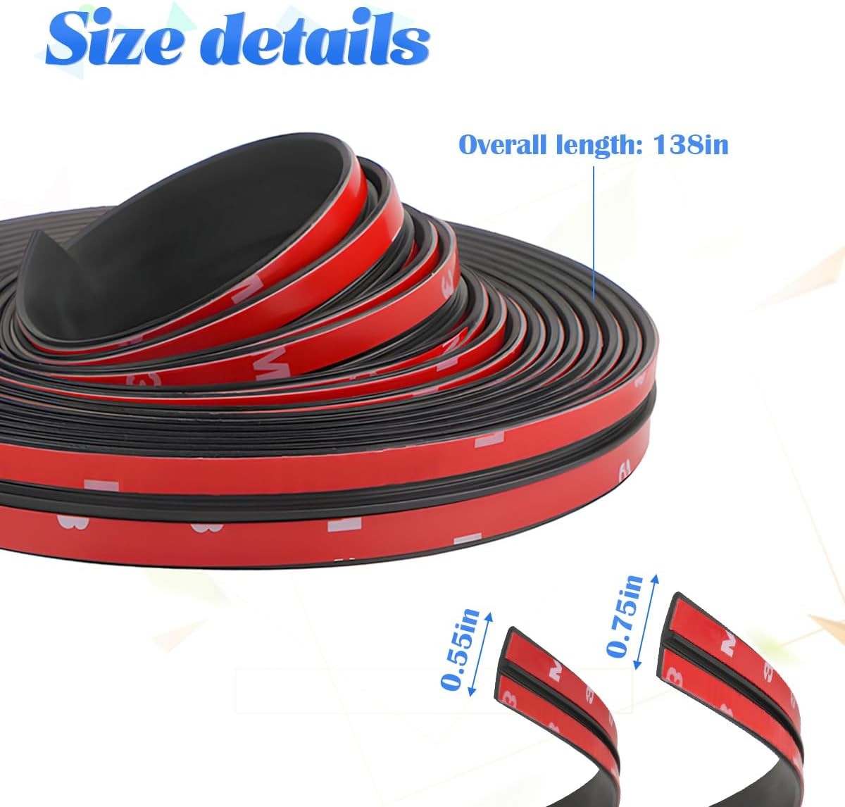 26 Ft Windshield Weather Stripping, 14mm+19mm Set, T-Shape Adhesive Rubber Seal