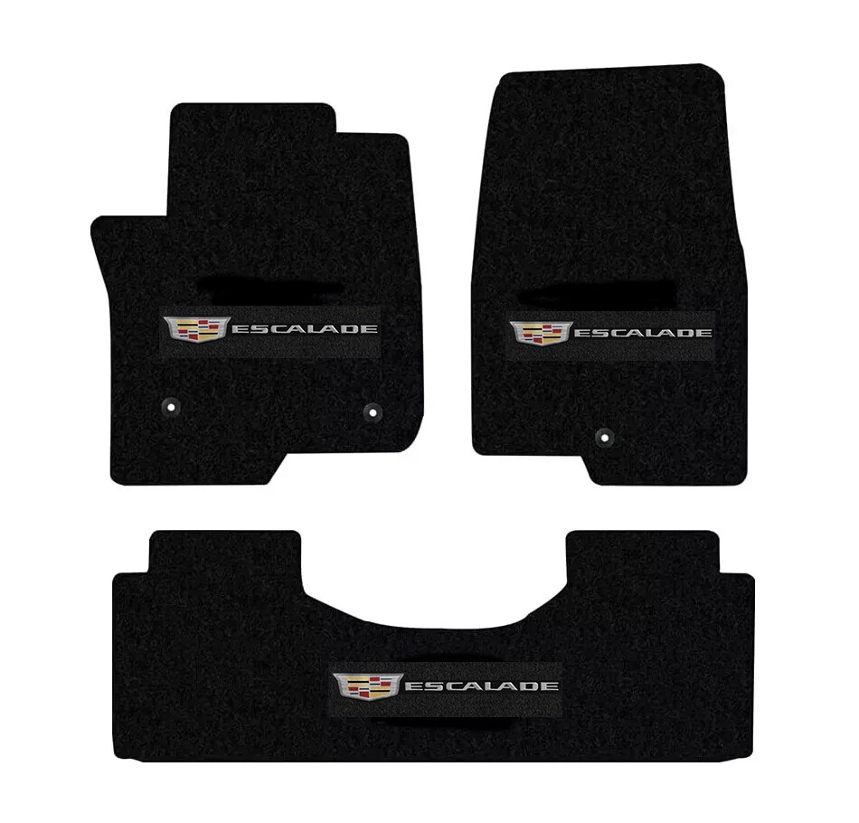 2021-2024 Escalade Front & 2nd Row Bucket Black Floor Mats Escalade Crest Logo