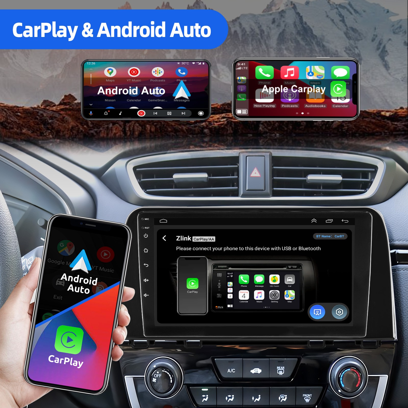 For Honda CRV 2017-2021 Android 14.0 Car Stereo Radio Apple CarPlay GPS Nav Wifi
