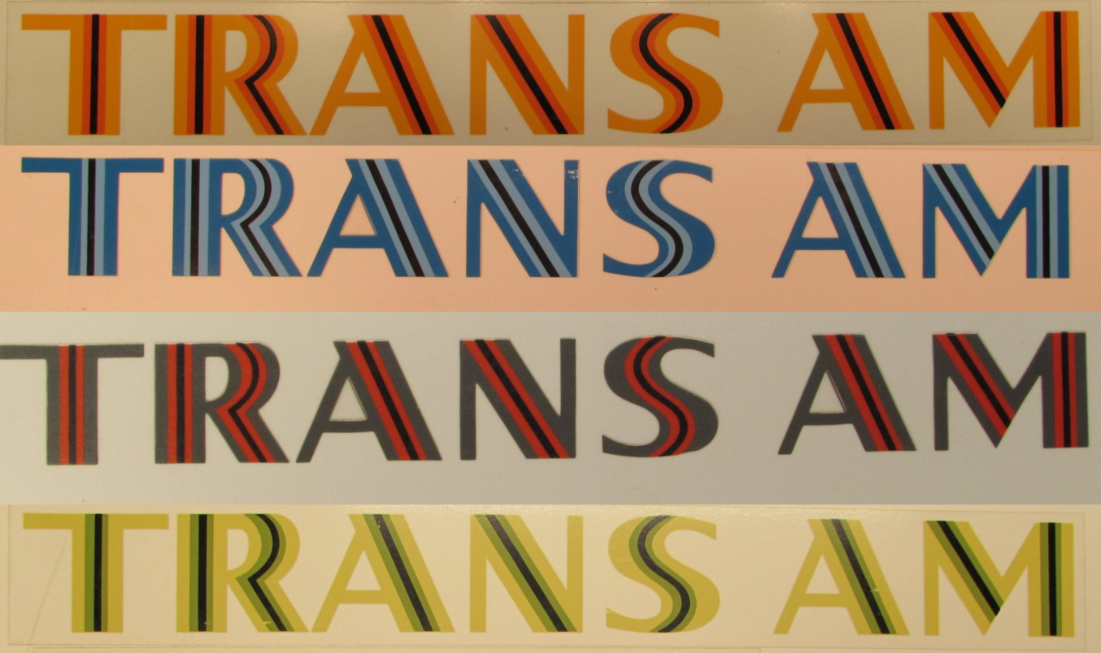 1976-1977 Trans Am Front Bumper Decal Offered in Red, Blue, Green & Orange