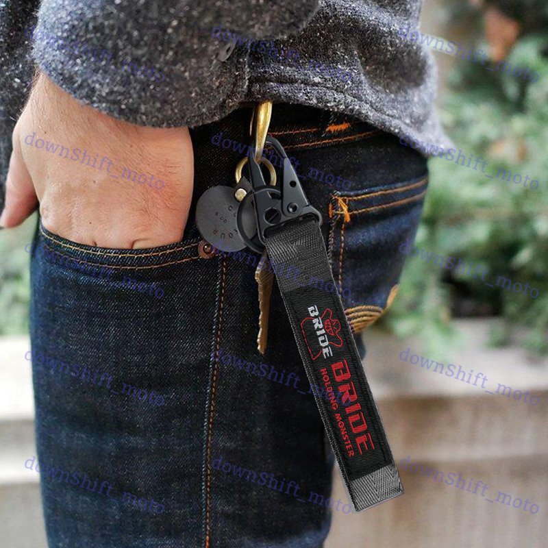 Universal Keychain Metal key Ring Hook Strap Lanyard Nylon for BRIDE RACING JDM
