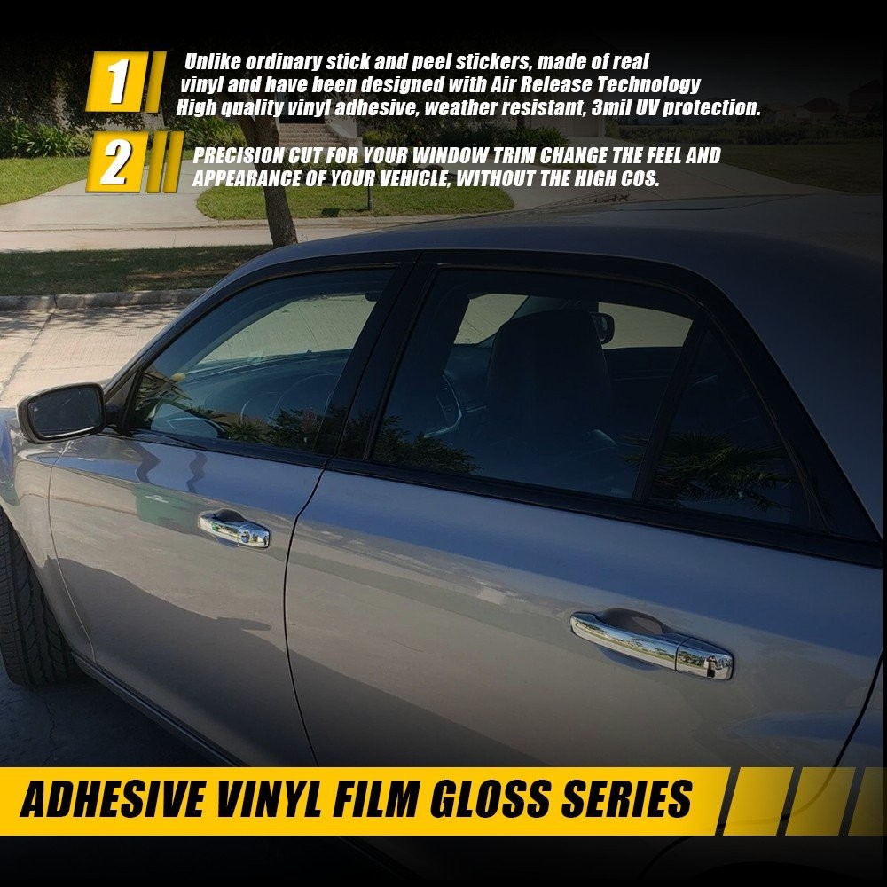 Gloss Black Chrome Delete Blackout Window Cover Decal For Chrysler 300 2011-2023