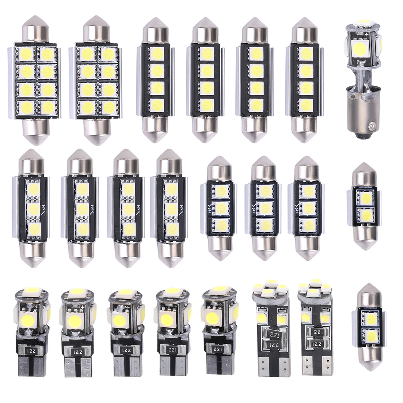 23X LED CAR INTERIOR INSIDE LIGHT DOME TRUNK MAP LICENSE PLATE LAMP CANBUS BULBS