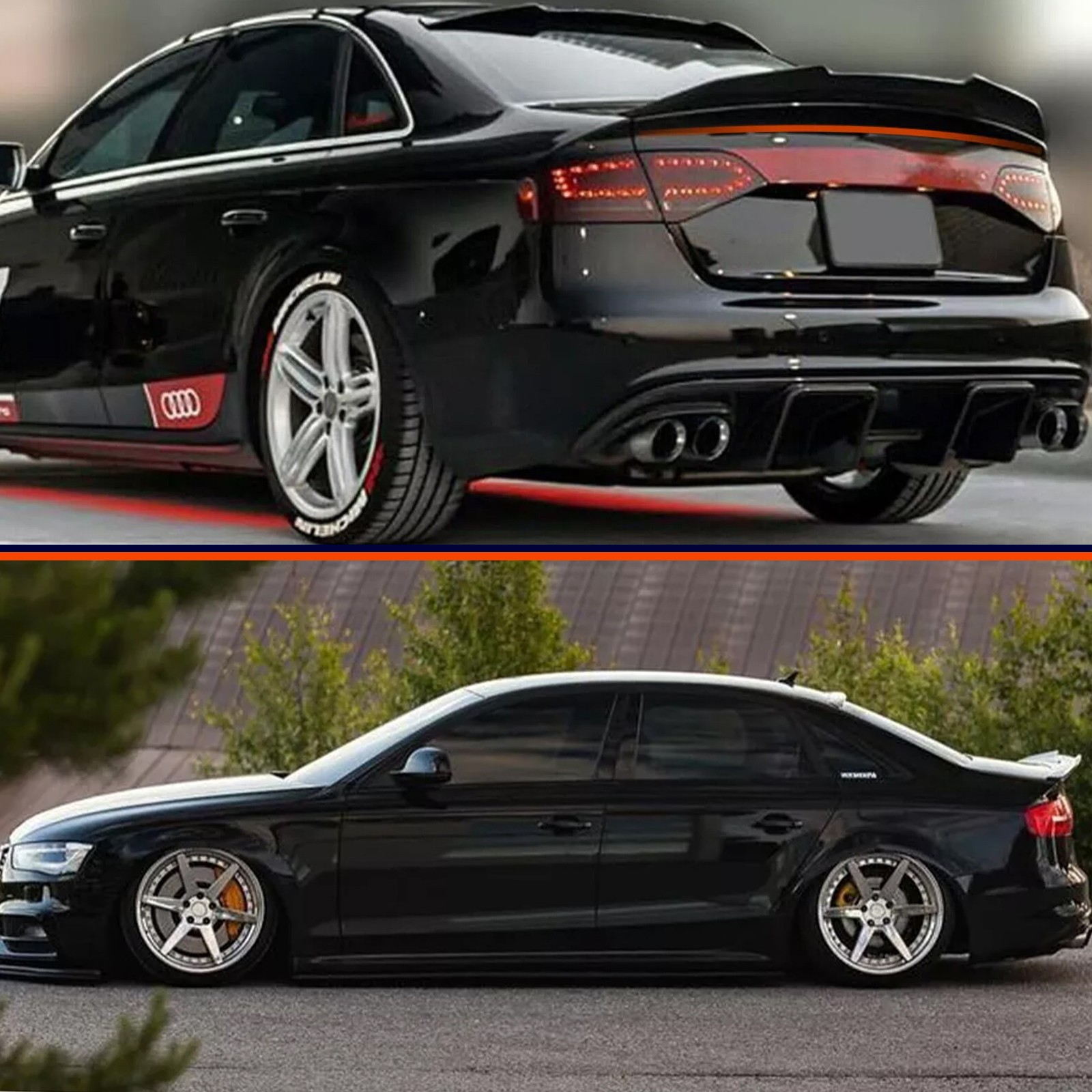 Rear Trunk Spoiler Wing for 2017-2024 Audi A4 S4 B9 Sedan High Kick Glossy Black