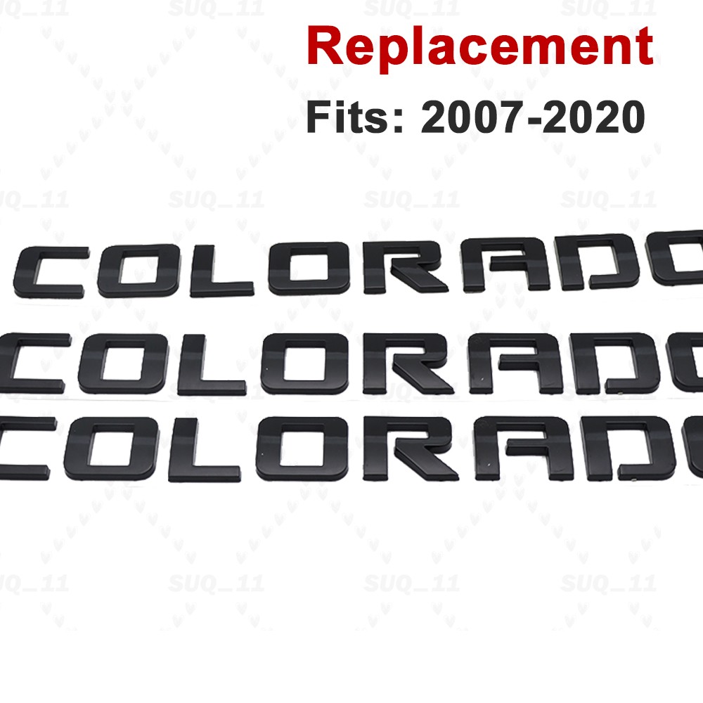 3PC Black Side Fender Tailgate Raised Letter Emblems Badges for Colorado 2007-20