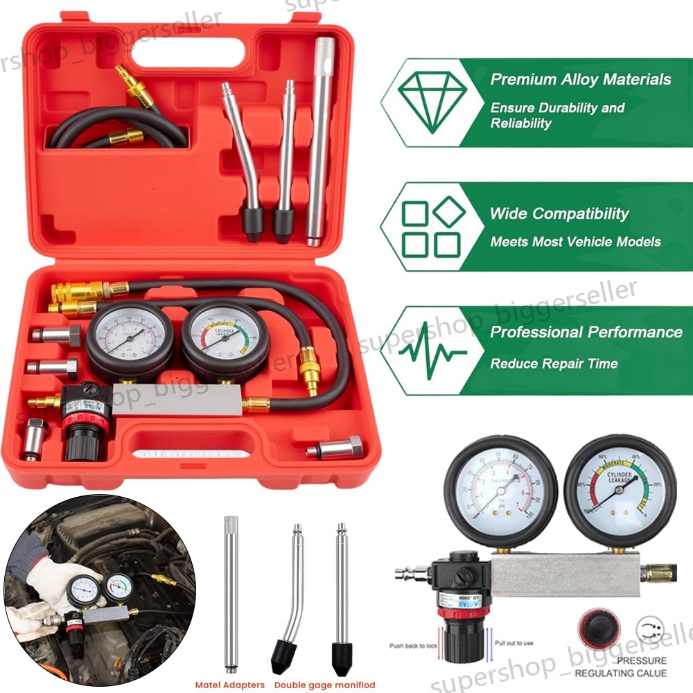 Cylinder Leak Down Tester Kit, Automotive Engine Compression Leakage Test Kit