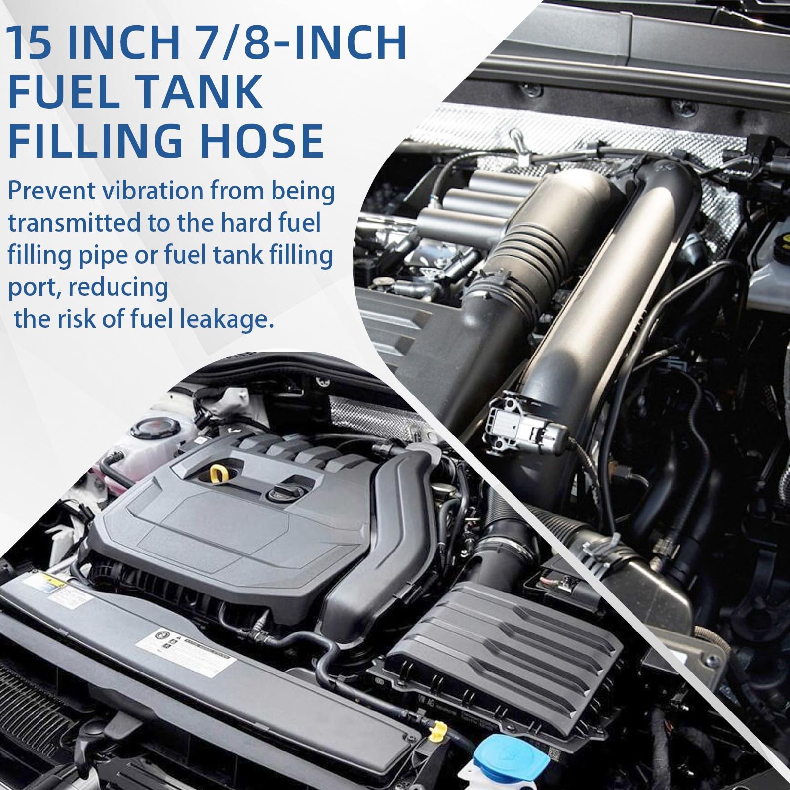 1 3/8 inch Fuel Filler Neck Hose With 4 Clamps, 15 7/8″ 1.375″ ID, Black