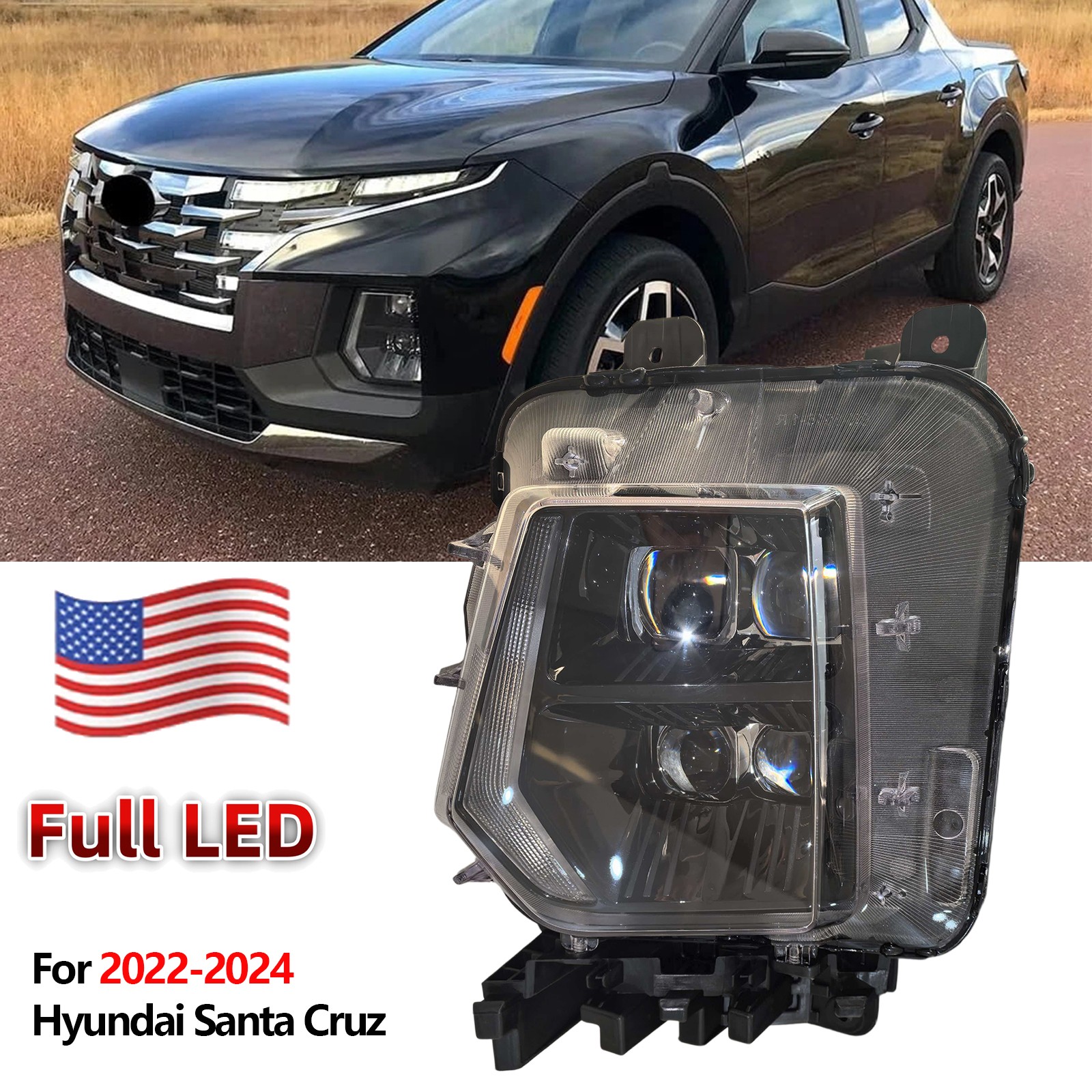 Driver side Full LED Headlight Headlamp For 2022-2024 Hyundai Santa Cruz Left
