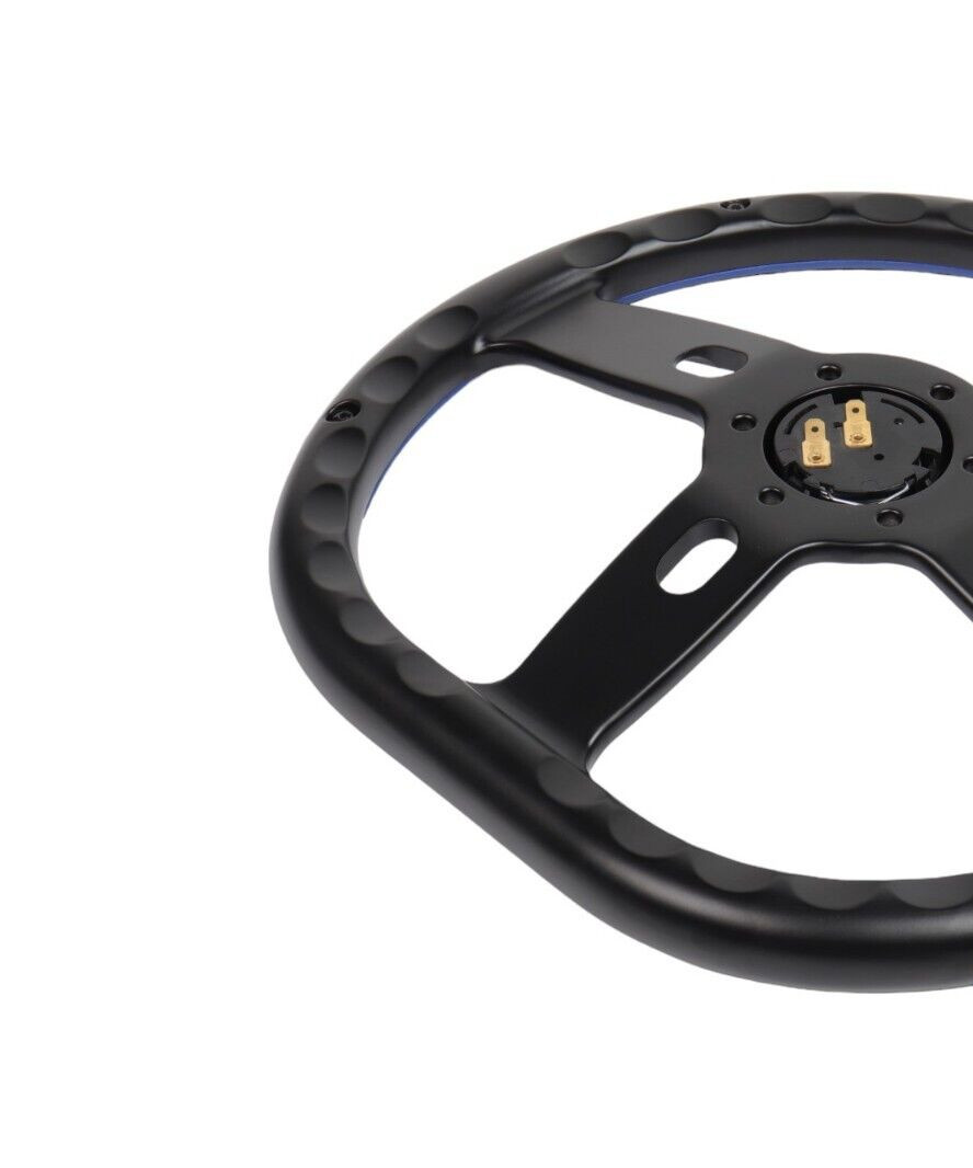 14″ D Shape Black Steering Wheel 6 Hole Half Wrap Car Truck SUV Chevy Horn