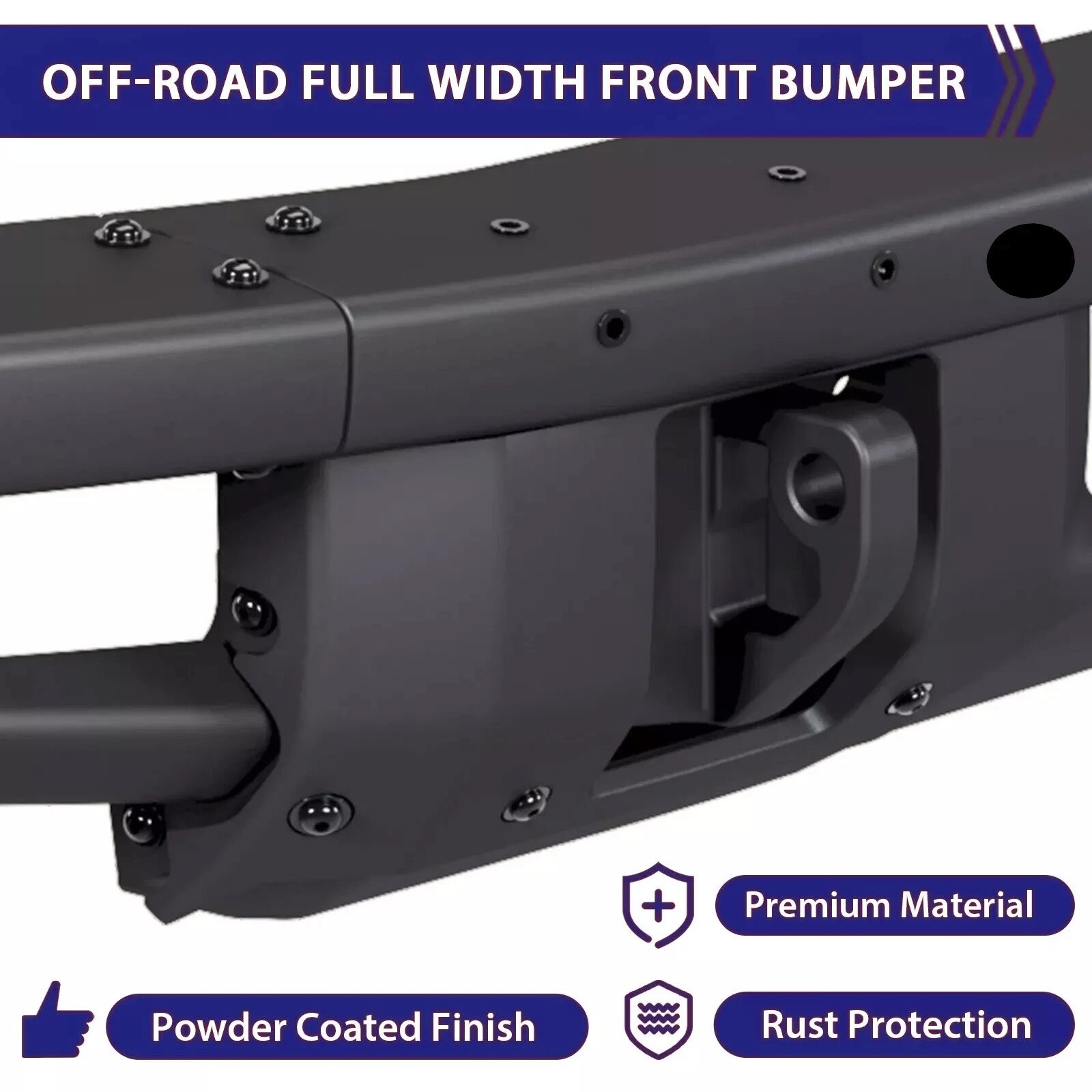 Front Bumper W/D-ring Mounts Fit For Ford Bronco 2021-2023 Off-Road Full Width