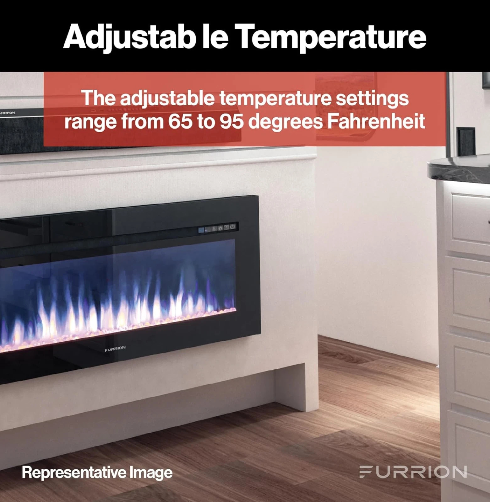 Furrion Lippert 30″ RV Eletric Fireplace FF30SC15A-BL Crystal Platform Camper