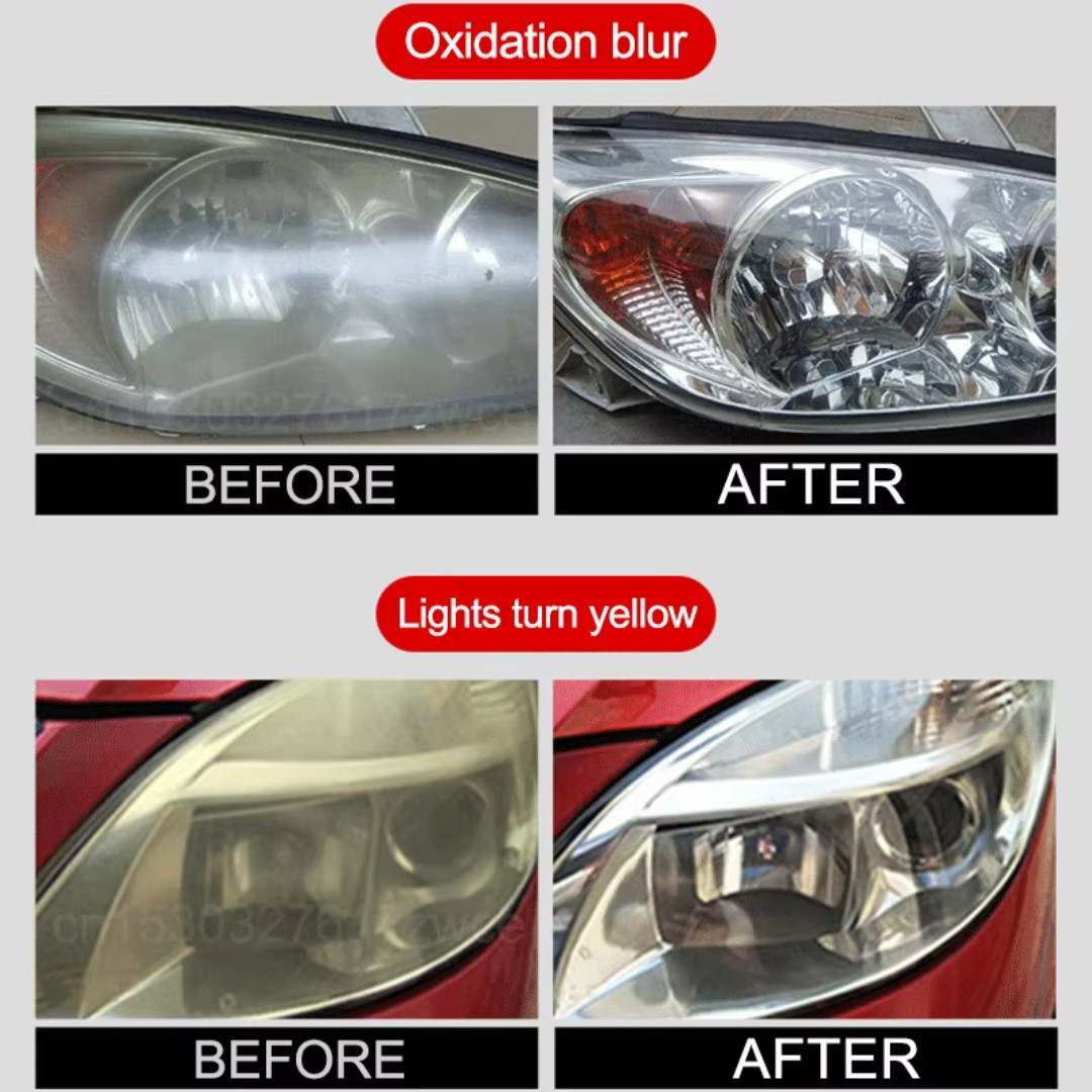Car Headlight Restoration Set Fluid Repair Kit Plastic Light Polish Cleaner Fast
