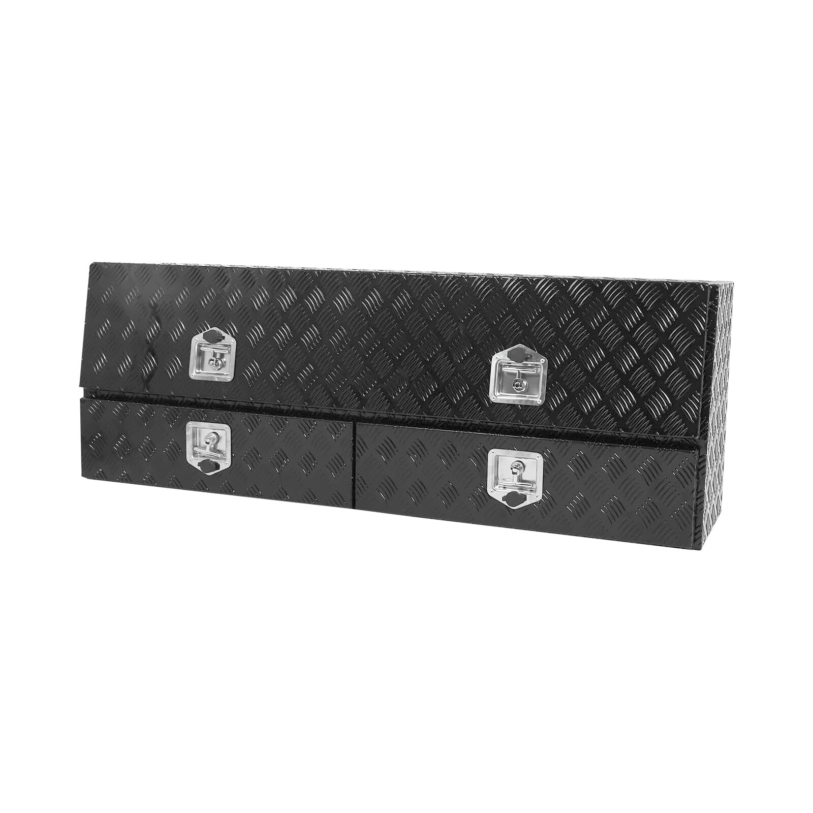 60-Inch Black Aluminum Contractor Truck Top Side Tool Boxes with Locking Drawers