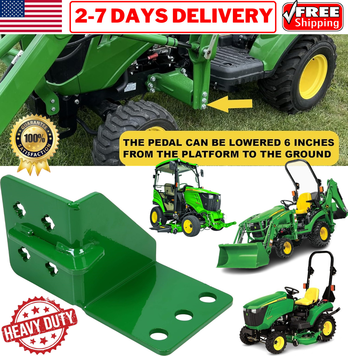 Tractor Driver Step Pedal Bar for John Deere 120 1023E 1025R 1026R Loader BoltOn