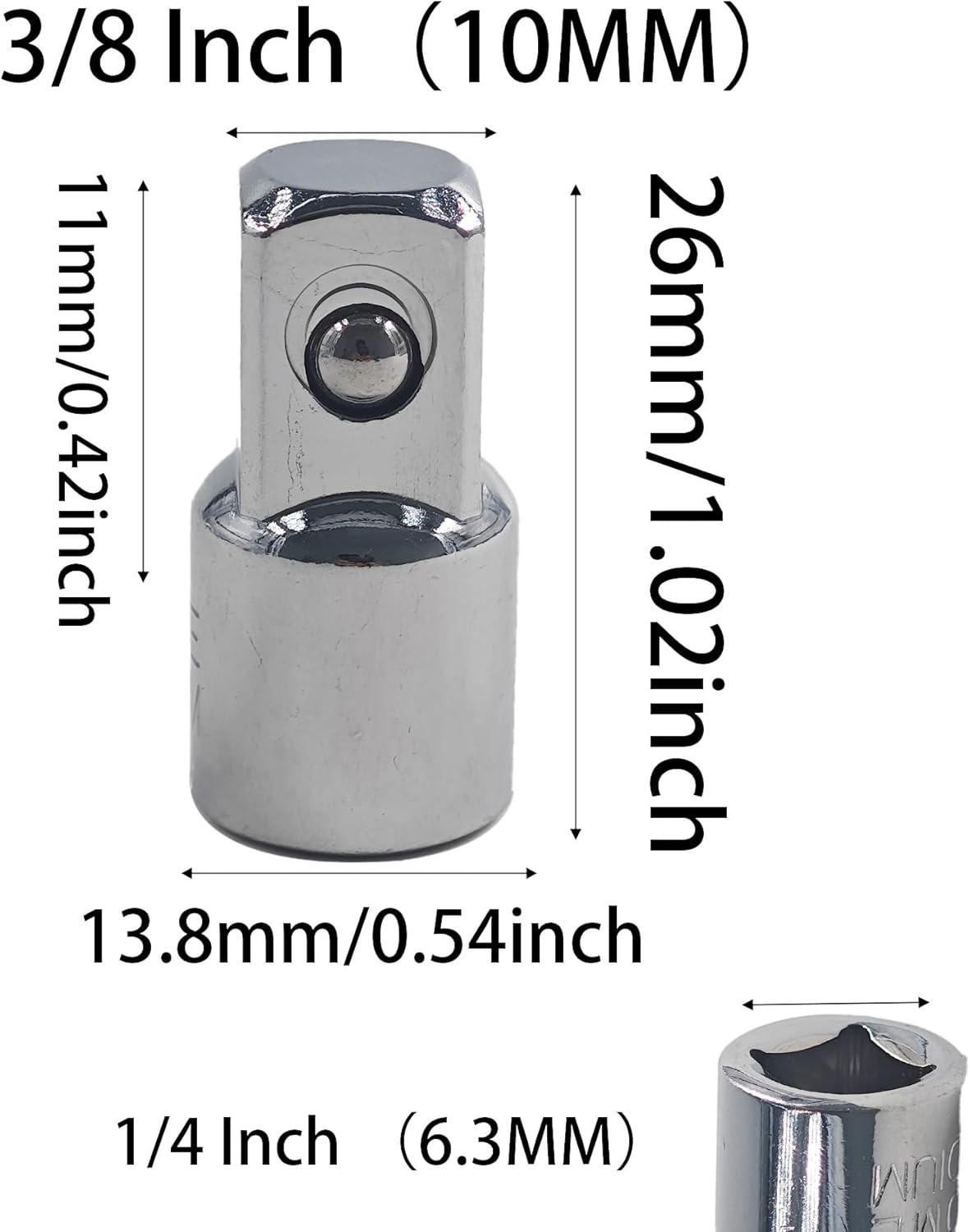 2Pcs 1/4 Inch Drive F x 3/8 Inch M CR-V Steel Socket Adapter, Female to Male …