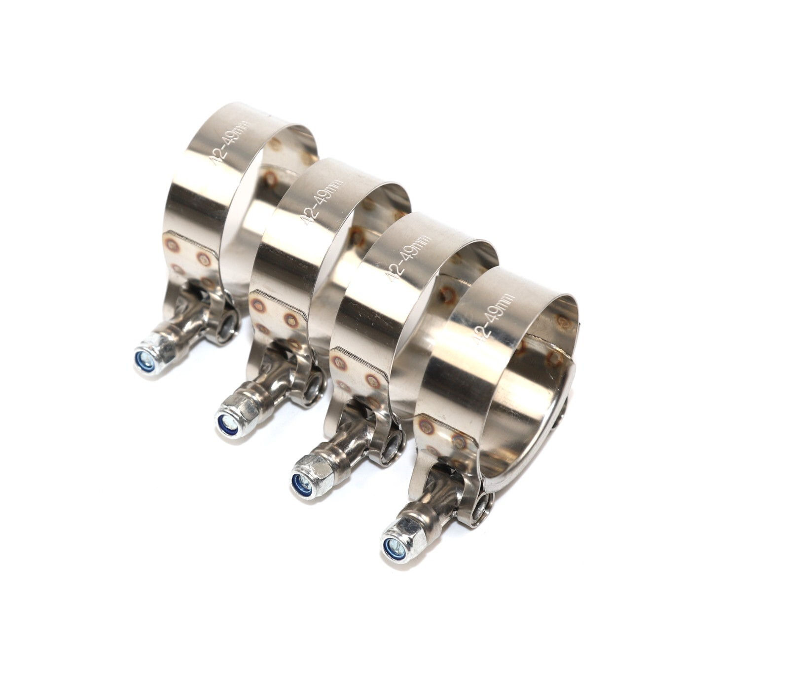 4pcs 42mm-49mm Stainless Steel T-Bolt Clamp Turbo Intake Silicone Hose Clamps