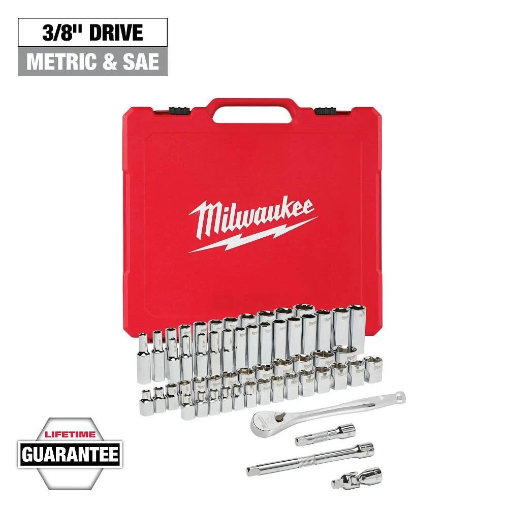 MILWAUKEE 48-22-9008 56-Pc. 3/8 in. Drive SAE/Metric Ratchet and Socket Set